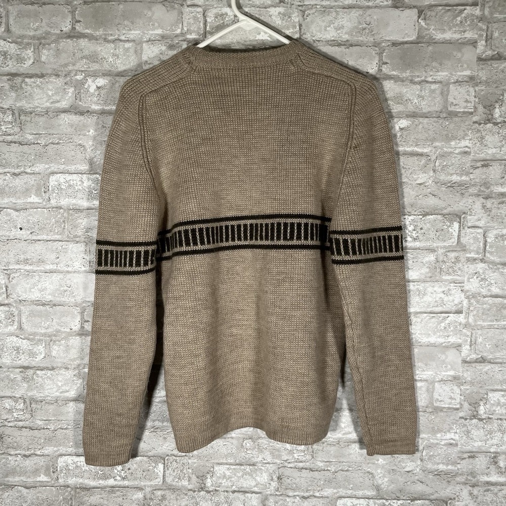 J. Crew Thick Wool Sweater Vintage 90s Pullover Beige Crewneck Knit Men's Small - Picture 3 of 6